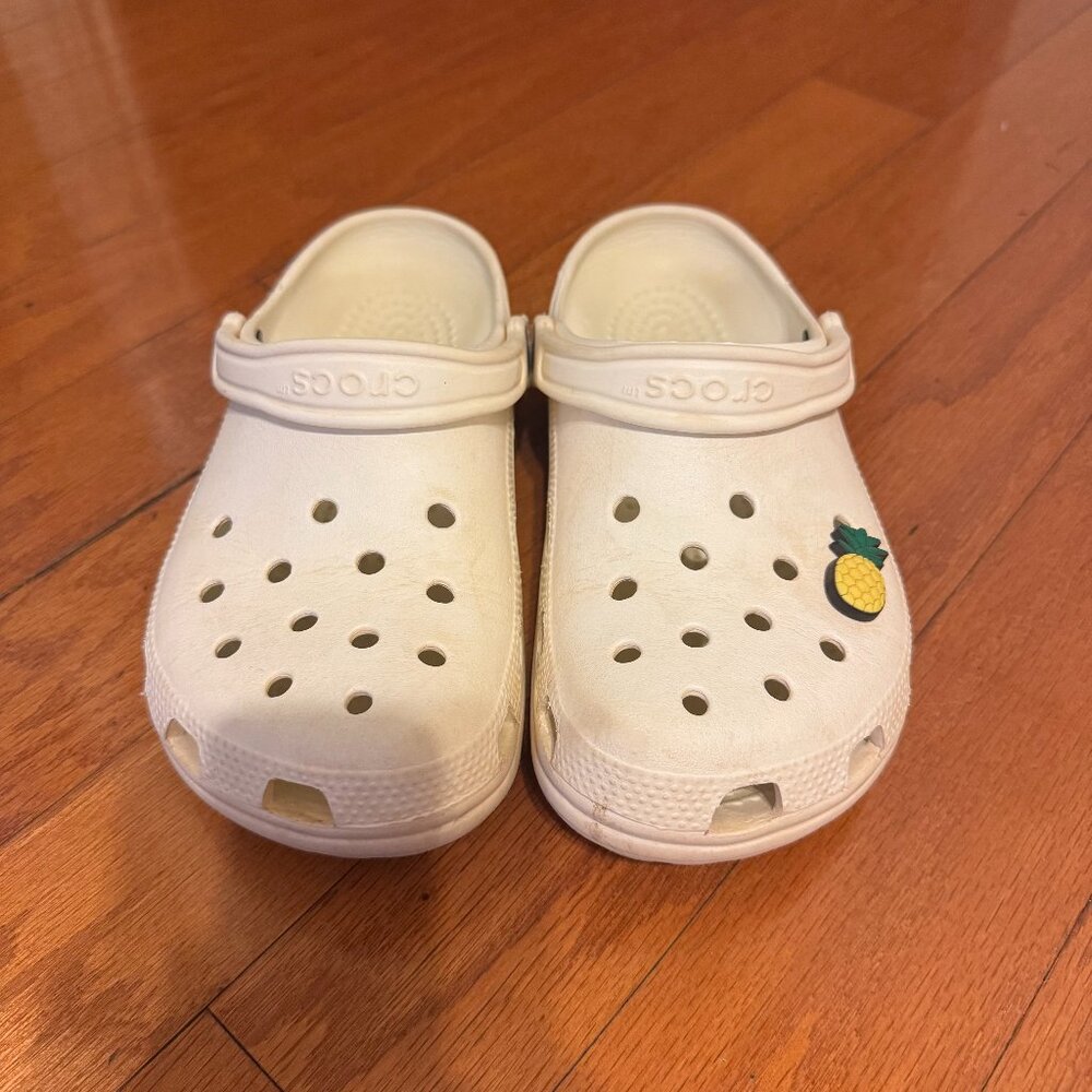 CROCS White Slippers with Perforated Design